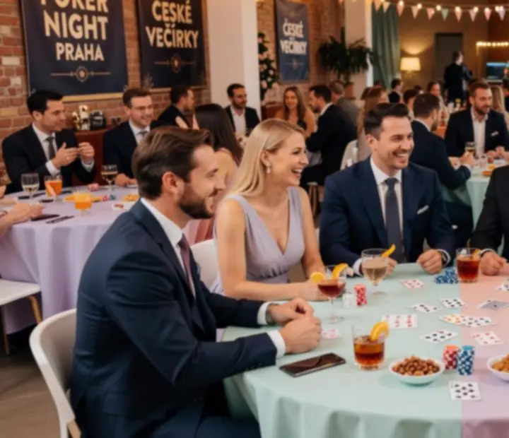 Pokerový večer s hosty u moderních herních stolů